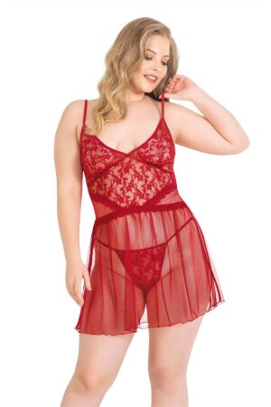 Deluxerie Completo Babydoll Taglia Comoda Perla